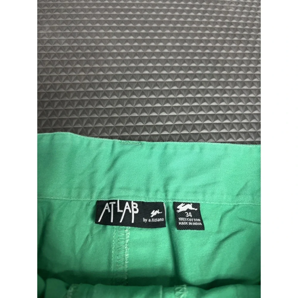 ATLAB by a.tiziano Men's Size 34 Green 100% Cotton Cargo Shorts Casual Outdoor